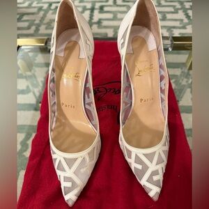 Christian Louboutin White Mesh Pumps